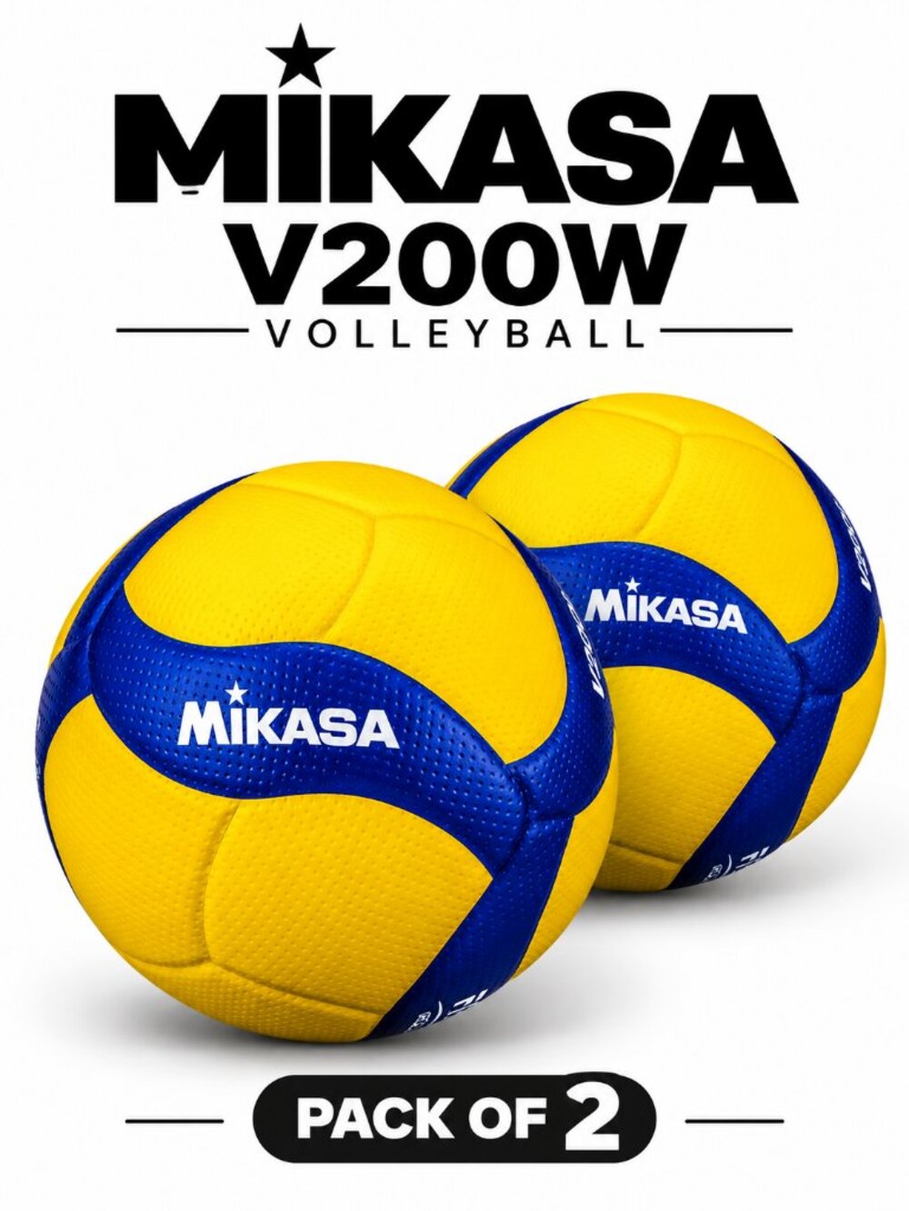 Mikasa V200 Beach Volleyball Size 5 Indoor/Outdoor for Teens & Adults Pack of 2